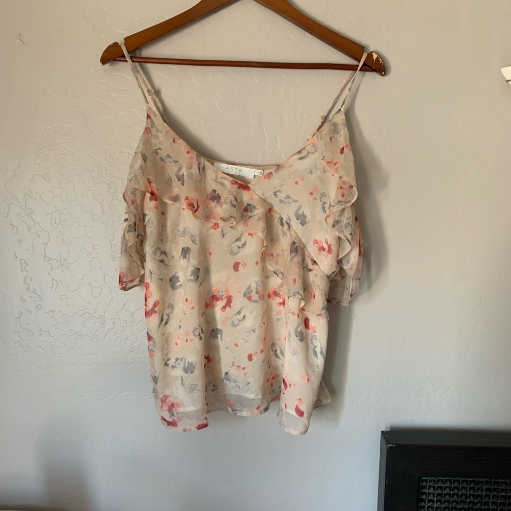 ASTR floral cold shoulder blouse